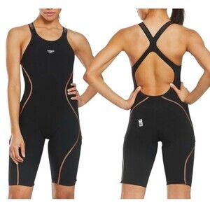 SPEEDO FASTSKIN Sz 26 LZR PRO Black Gold  Competition Logo Swimming RaceJersey